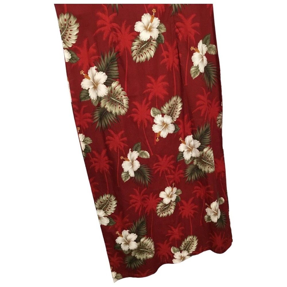 New Pacific Legend Tropical Hibiscus Monstera Hawaiian Tank Maxi Dress Red XL - Picture 2 of 11